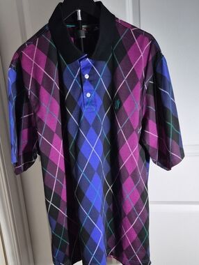 Payne Stewart Legacy Argyle Short-Sleeve Polo in Purple & Blue